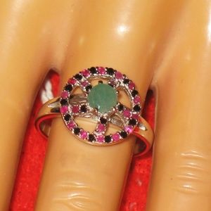 SUBLIME GREEN EMERALD RUBY GEMSTONE 925 SILVER  8